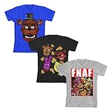 Five Nights at Freddy's Pizza Character Art Boy's 3-Pack Crew Neck Short Sleeve T-Shirt Set 8 (M)