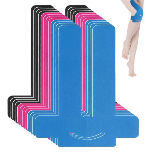Dromzen 12Pcs Kinesiotape, Esparadrapo Deportivo, Cinta Deportiva Elástica, Tape Vendaje Neuromuscular, Venda Kinesiológic, Adhesiva Kinesiology, Kinesiología Rodilla, Resistente al Agua, (3 Colores)