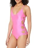 Body Glove Women's Standard Crissy One Piece Swimsuit with Strappy Side Detail, Bubble Gum Neon, Sma