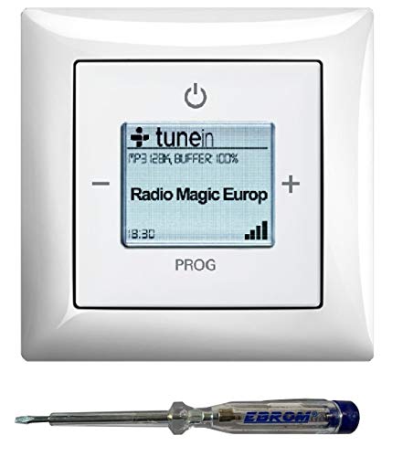 Busch Jäger Unterputz UP iNet Inernet WLAN Radio (8216U) Balance SI alpinweiß glänzend - Set mit Radioeinheit 8216 U, Rahmen und Radioabdeckung +