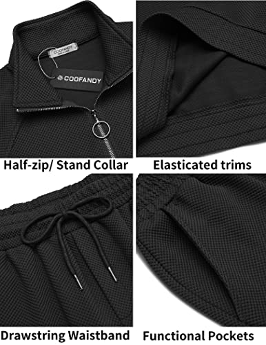 Coofandy Men's Tracksuit 2 Piece Relaxed Fit Half-Zip Sweatsuits Athletic Running Jogging Suit Sets #TOP4