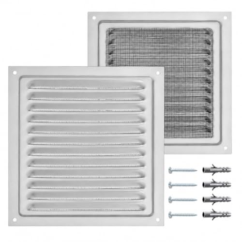 DEMLOU Grille de Ventilation Aluminium 20 x 20 cm avec Filet.