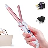 Mini Curling Iron for Short Hair Dual Voltage with European UK Plug Adapter 3/4 Inch Travel Size Small Barrel Curling Iron to Beachy Waves Curls with 30S Fast Heating, 5 Temps for Global