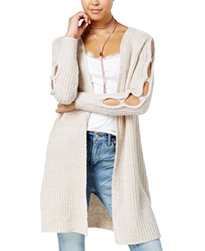 Oh MG! Ohmg Juniors Peekaboo Sleeve Sweater Jacket Oatmeal XS