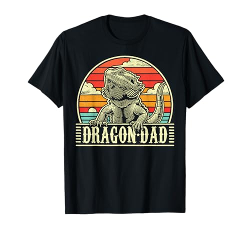 Dragón Barbudo Papá Retro Puesta Del Sol Pogona Lagarto Fresco Vintage Camiseta