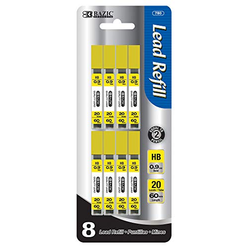 BAZIC Mechanical Pencil Lead Refills HB 0.9mm (160 Count/Pack), Pencil Lead Refill for Graphite Draft Drawing Writing Sketching, 1-Pack