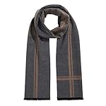Men's Winter Warm Scarf Premium Cashmere Feel, Luxuriously Soft Long Plaid Pattern - Image 2