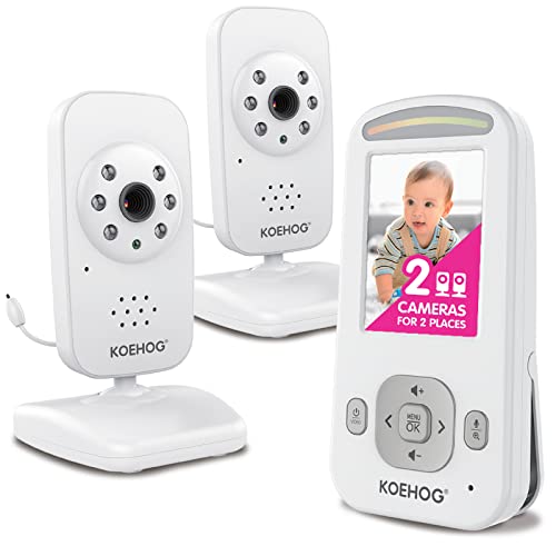 Axvue Video Baby Monitor, Slim Handheld, Non-Slip Design, 2.4" Vertical Screen Monitor & 2 Camera, Range Up To 1000Ft, 18 Hour Battery Life, 2-Way Talk, Night Vision, Temperature Monitor, No Wifi. #TOP9