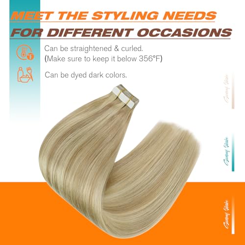 Image of Sunny Hair Tape in Hair Extensions Human Hair Highlight for Date Night