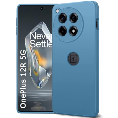 Image of TheGiftKart Liquid Silicone Back Cover Case for OnePlus 12R 5G | Soft Micro-Fibre Lining Inside | Camera Protection Bump | Shockproof Back Case Cover for OnePlus 12R 5G (Silicone, Blue)