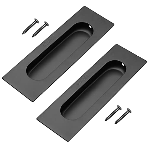 POXIAOER Lot de 2 poignées de porte coulissante encastrées en acier inoxydable de 11,9 cm pour armoire, tiroir, porte coulissante pour placard de cuisine, commode