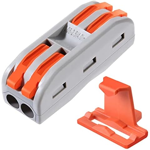 50pcs Conductor Compact Connectors Lever Wire Nut Electrical Connectors with Fixed Base for 2 Circuit Inline Splices 28-12 AWG Cover