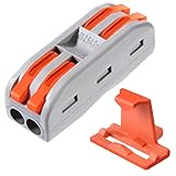 XHF 2 Conductor Compact Connectors Lever-Nut Wire Connectors for 2 Circuit Inline Splices 28-12 AWG (SPL-2, 25PCS)