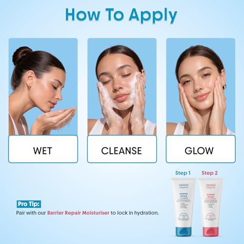 Image of Aravi Organic Hydrating Barrier Repair Face Wash - With Ceramide, Niacinamide & Hyaluronic Acid - Nourishing & Hydrating Cleanser for All Skin Types - Gentle Daily Cleanser for Soft & Smooth Skin - 100 ml