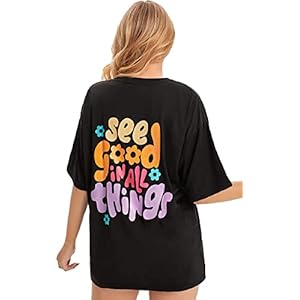 DENIMHOLIC Cotton Half Sleeve Printed Oversized t Shirts for Women, Loose t Shirts for Women, Baggy t Shirt for Women, Graphic Tshirt for Women Oversize,