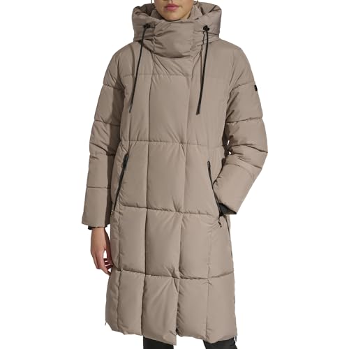 Image of DKNY Women's Hooded Long Down Alternative Puffer Jacket, Black, Large