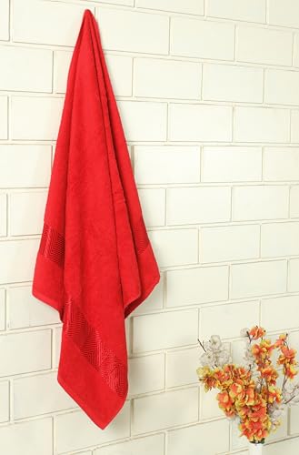 Image of Fash Home 500 GSM Towel 70x140 cm - 1 Pc, Ultra Soft, Highly Absorbent, Quick Dry, Plush & Durable Cotton Bath Towel for Home, Gym & Spa (Maroon Red)