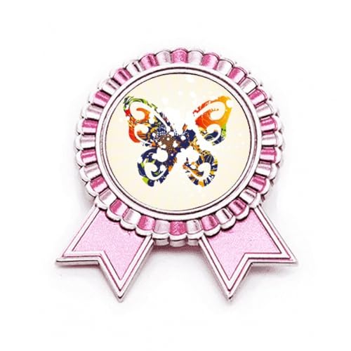 Broche papillon motif floral graffiti rose métal accessoire femme M