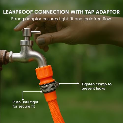 Image of Kyari Hose Pipe Braided - 10 Meter, 3 /4 Inch with Nozzle & Clamp, Heavy-Duty Garden Water Pipe for Plants, Car Wash & Outdoor Use