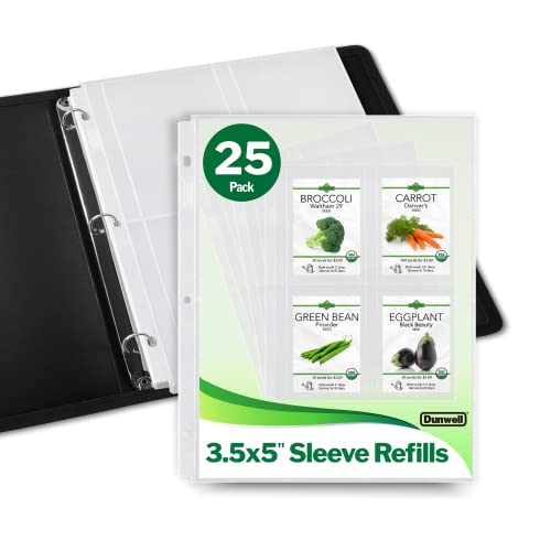 Dunwell Photo Album Refill Pages - (3.5X5, 25 Pack), For 200 Pictures, 3-Ring Binder Photo Pockets, Each 4-Pocket Photo Page Holds 8 Pictures, 3.5 X 5 Photo Protectors Or 3.25X5.25 Seed Binder #TOP7