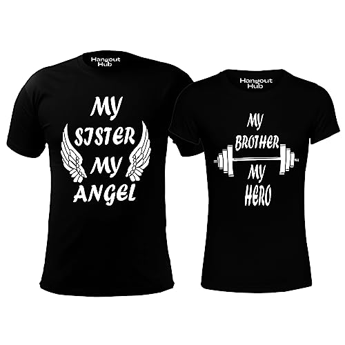 Image of Hangout Hub |Sibling Tshirts| Brother Sister Angel Hero | Set of 2