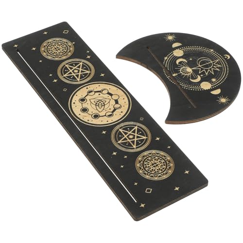 Gadpiparty Soporte de Madera Decorativo y Fácil de Almacenar 2 Piezas Diseño Lunar y Rectangular para de Tarot para Altar o Uso en Restaurante