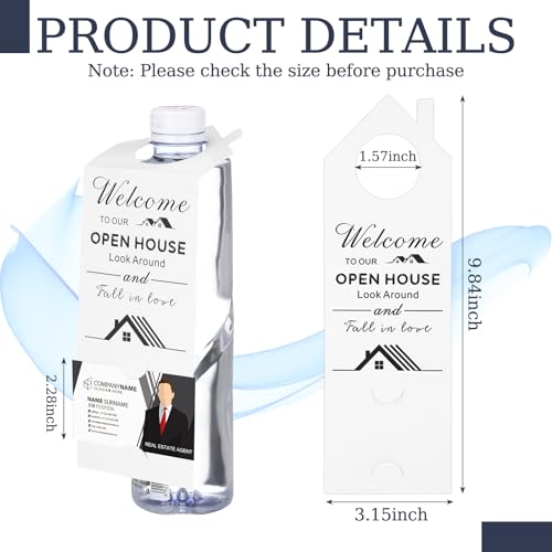 100 Pcs Open House Signs Kit Real Estate Agent Supplies 3.15 x 9.84 Inch Open House Water Bottle Tags for Real Estate Agents Home Sale Business(White, Bottle Hanger) - Image 2