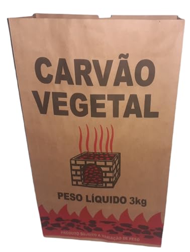 Saco Carvão Embalagem Carvão Vegetal Padrão, 3Kg, 100 Unidades