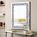 Crystal Crush Diamond Rectangle Silver Mirror for Wall Decoration 24x32inch Wall Hang Frameless Mirror Acrylic Diamond Decor. - Image 2