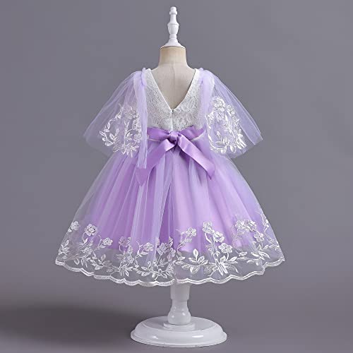 Vestido de novia de encaje para niñas y damas de honor de manga corta 2