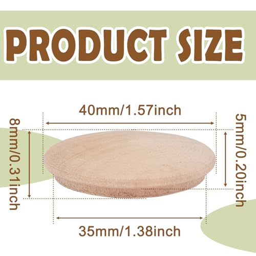 Image of 20pcs 40mmx35mm /1.5''x1.3''(Cover DiaxHole Dia) Stair Plugs,Beech Wood Screw Hole Covers,Button Top Screw Hole Plugs,Decorative Wooden for Woodworking