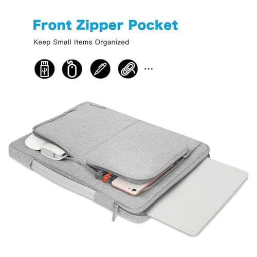 MOSISO 360保護 ラップトップスリーブケース、対応機種 MacBook Air 13インチ M2 M1 2025-2018/Pro 13 M2 M1 2025-2016、2つの同じフロントポケット ＆ トロリーベルト付き PCバッグ(グレー)