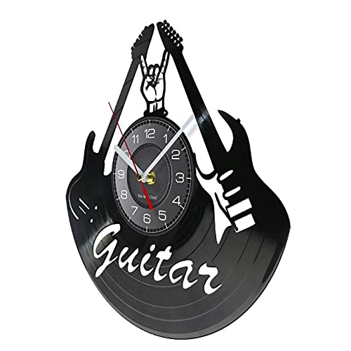 Chitarre elettriche Retro Rock And Roll Disco in Vinile Orologio da Parete Band Music Studio Decor Disco in Vinile Craft Design Moderno Orologio a Tempo