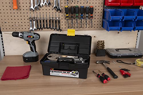 Performance Tool W54012 Heavy Duty Plastic Organizer Tool Box For Workshops And Garages, Black, 12.5" #TOP5