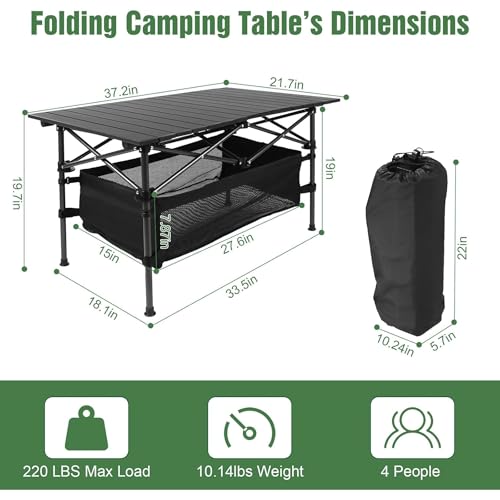 Table de camping pliante au design enroulable épuré pour terrasse et extérieur