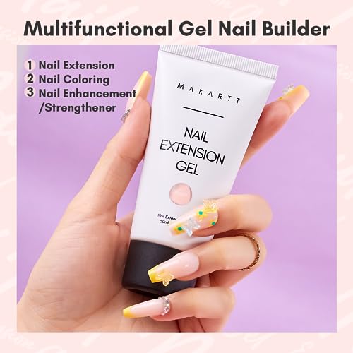 Makartt Poly Nail Extension Gel - Extension Builder Acrylic Poly Nägel Gel, Aufbaugel Extender Gelnägel für Nagelverlängerung, Nagelstärkung, Nail Art Dekoration, 50ML (Peach)