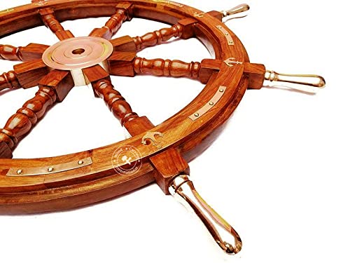Amazon.co.jp: WCI 手作り 航海 木製 船舶 ホイール 海賊船 ハンドル