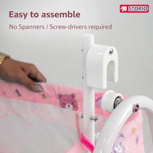 Image of Storio Cozy Euro Cradle for New Born Baby | Baby Jhula, Palna & Swing Cradle for 0 to 3 Years | Thottil /Uyyala for Newborn | Swing Jhula for 0-2 Years Kids - Pink