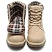 Snow Hiking Winter Boots for Women - Casual Lightweight Combat Work Boots Fur-Lined Ankle Fashion Backpacking Leather Shoes 9, Beige