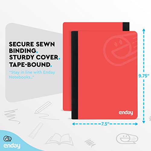 Neon Color Cover Composition Book With 100 Sheets Of Wide Ruled White Paper Red, Grey, Green (3 Pack) - By Enday #TOP4