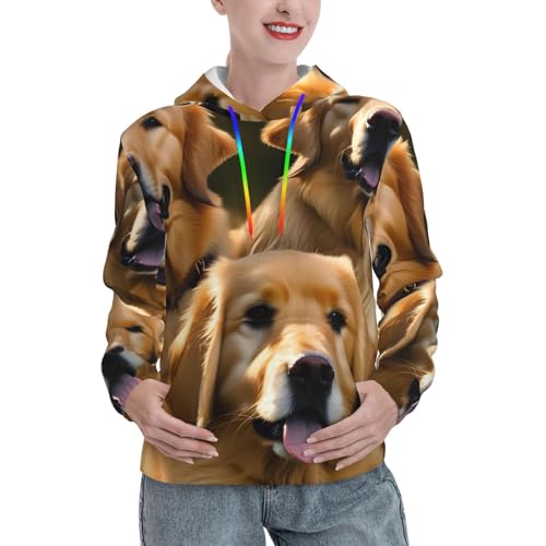 Sweat à capuche femme tendance graphique Golden Retriever automne confortable