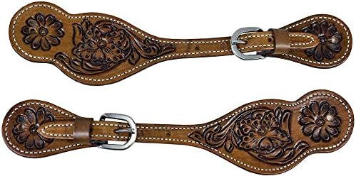 Leather Western Horse Spur Straps Handmade Genuine Tooled for Horse Riders Set of 2 Single Boots Equipment for Men-Women Craft Hardware Buckle TACK Basket Sport Equestrian Spurs for Riding, MO-SP-07