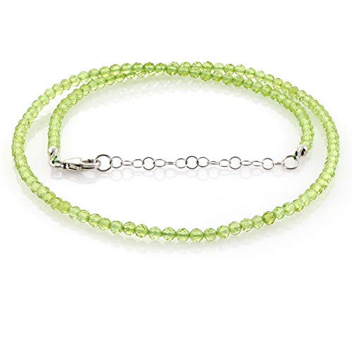Collier de perles de péridot naturelles fait main 2,4 mm ras de cou en pierres