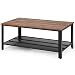 GOPLUS Mesa de Centro con 2 Pisos, Mesa de salón con Base Antideslizante Ajustable - Mesa Auxiliar con Tablero Grande - Sofá de Hierro y Madera - Estilo Industrial - para salón Oficina