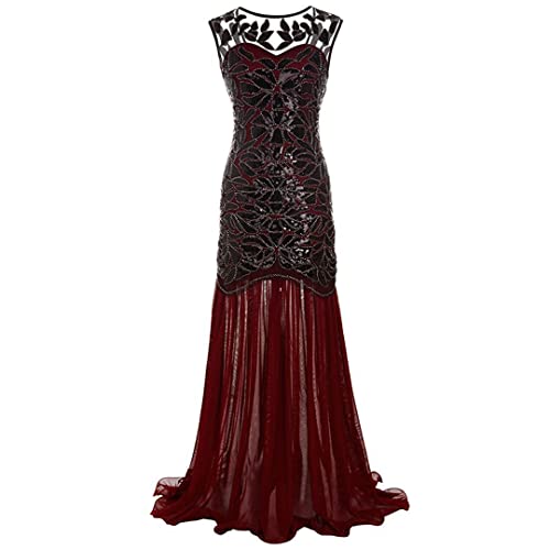 Robe longue vintage 1920 haut de gamme incrustée de perles fines pour grand bal