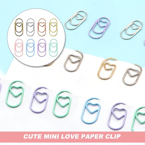 Büroklammern Herz 100 Stück Bunt Büroklammern Motiv Herz Paper Clips Klein Büroklammer Metall für Büro Postkarten Schule Klassenzimmer