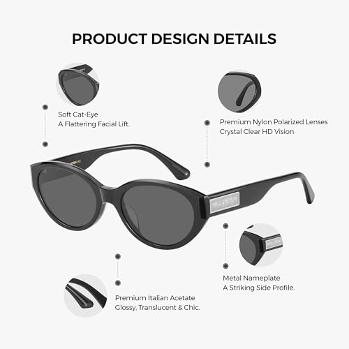 Image of Vintage Narrow Cat-Eye Sunglasses for Women Men, Exclusive Eyewear Brand of EssilorLuxottica
