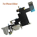 Johncase OEM Charging Port Dock Connector Flex Cable w/Microphone + Headphone Audio Jack Port Ribbon Replacement Part Compatible for iPhone 6 All Carriers (Light Gray)