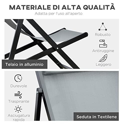 Outsunny Set 2 Sedie Poltrona Sdraio da Esterni