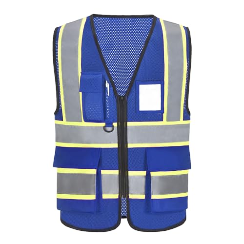 Image of Mesh High Vis Vest, Reflective Construction Vest with Pockets